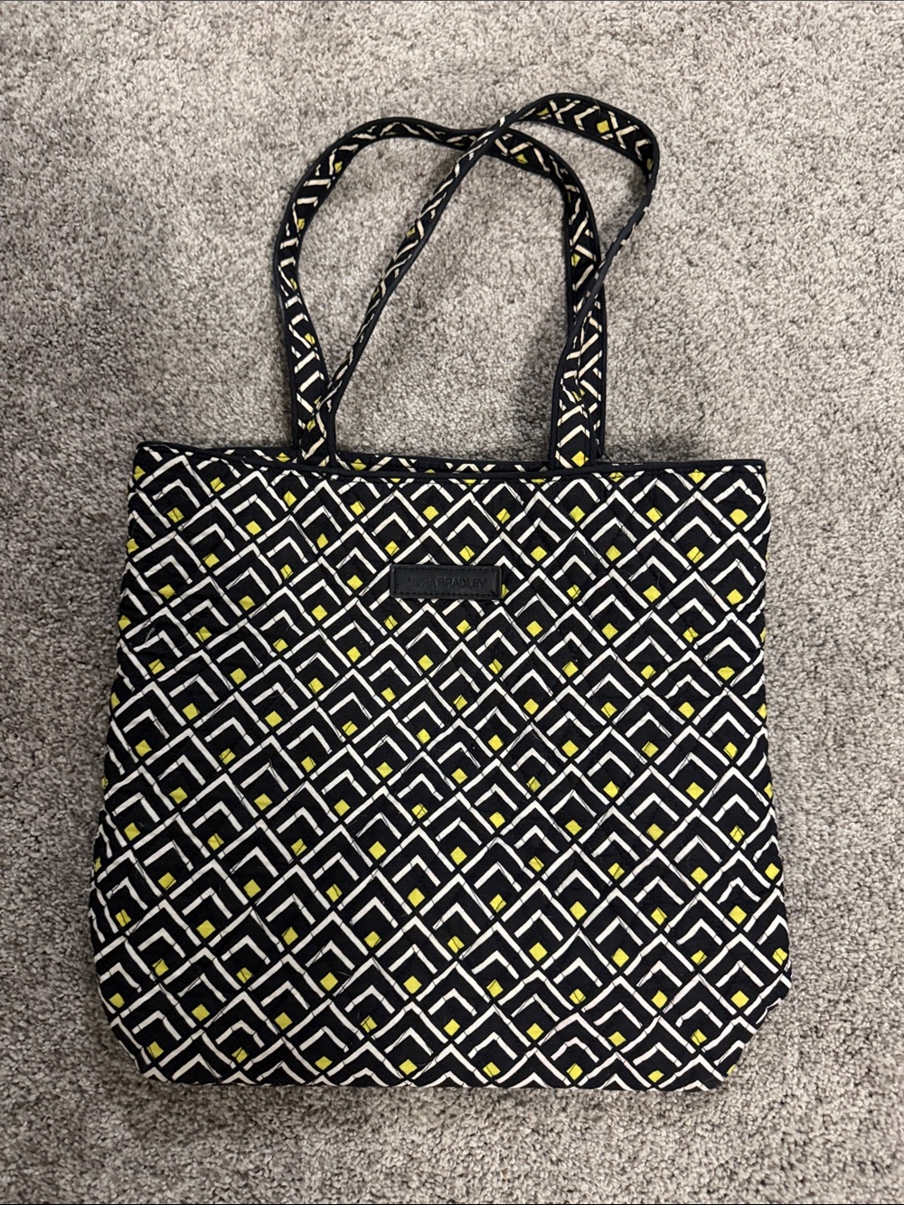 Vera Bradley Black, White and Green Quilted Tote